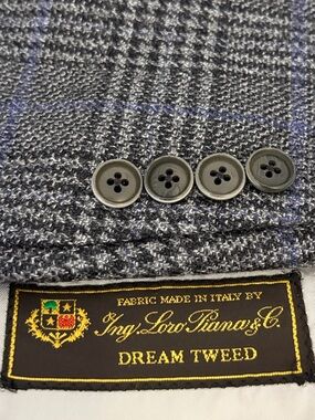 Samuelsohn Sport Coat Mens 42R Gray Blue Glencheck Loro Piana Dream Tweed Silk